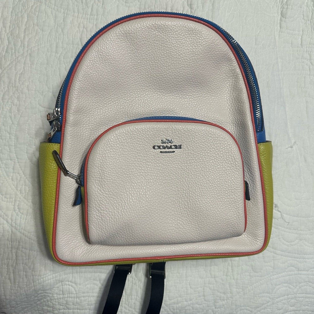 Coach Mylti color block Pebbled‎ Leather backpack